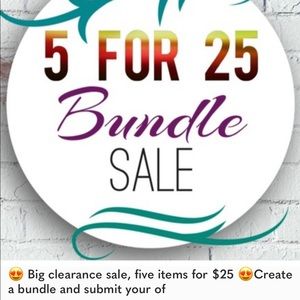 5 for $25 on all clothing items! (Shirts, sweaters, shorts, pants)